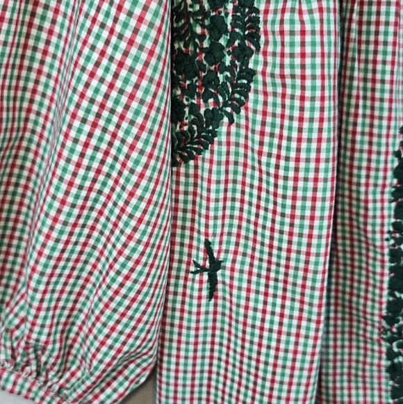 Mi Golondrina Peasant Blouse Crochet Yoke Gingham Artisan Puff Sleeve Top Sz.M - Picture 4 of 11